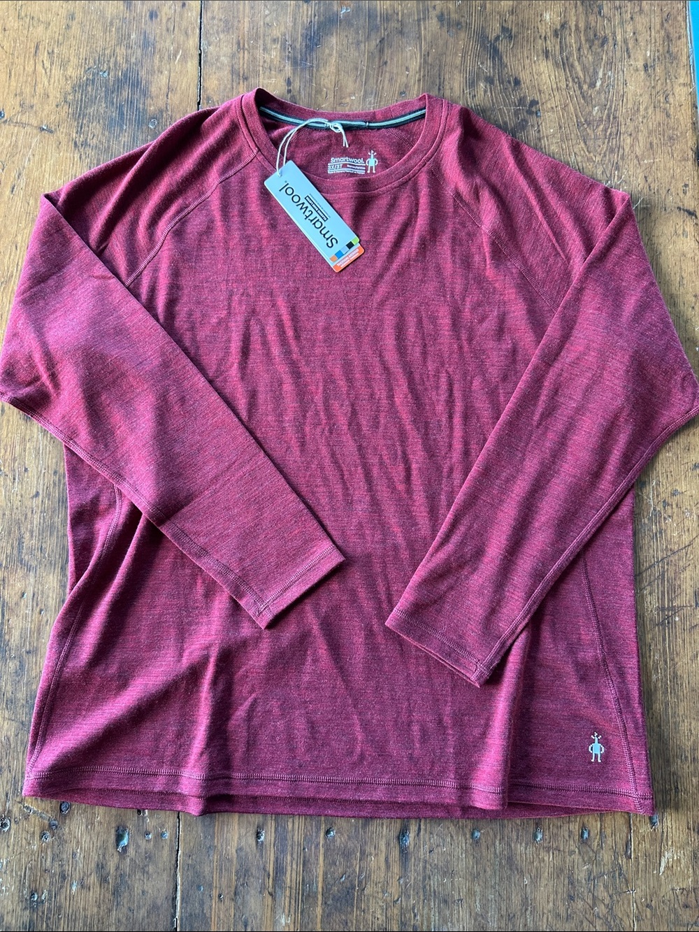 Smartwool Women’s Long Sleeve Crew - Heathered Red Thermal Base Layer